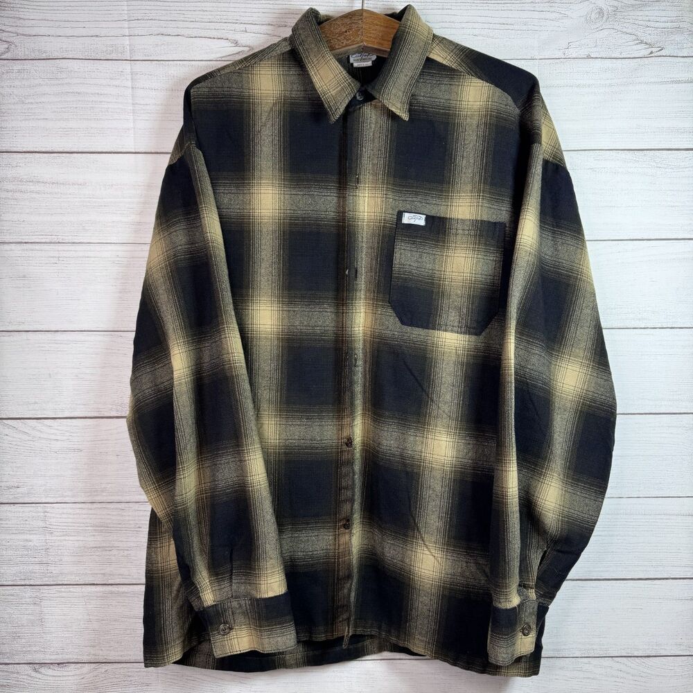 Vintage Caltop Flannel Shirt Mens 3X Shadow Ombre Plaid L/S Button Up USA Made
